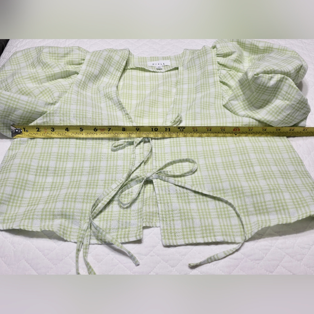 Mable Short Puff Sleeve Printed Tie-Front Top Women's Size S - Picture 5 of 7